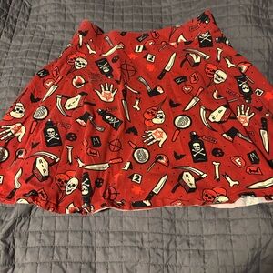 Sourpuss Red Skull and Bones Skirt